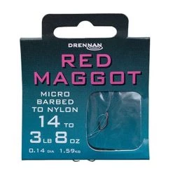 Match & Coarse Drennan Red Maggot Micro Barbed Hooks To Nylon