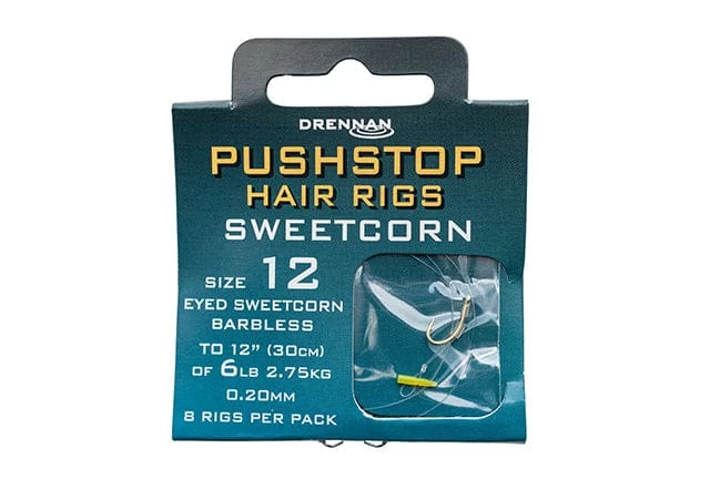 Match & Coarse Drennan Sweetcorn Pushstop Eyed Barbless Hair Rigs