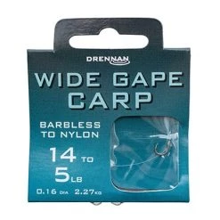 Drennan Wide Gape Carp Barbless Hooks To Nylon