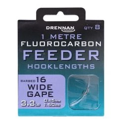 Drennan Wide Gape Fluorocarbon Feeder Micro Barbed Rig 1m Match & Coarse