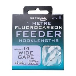 Drennan Wide Gape Fluorocarbon Feeder Micro Barbed Rig 1m Match & Coarse