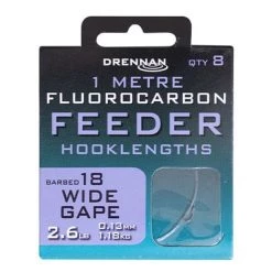Drennan Wide Gape Fluorocarbon Feeder Micro Barbed Rig 1m Match & Coarse