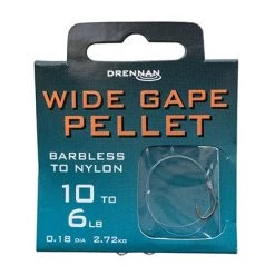 Match & Coarse Drennan Wide Gape Pellet Barbless Hooks To Nylon
