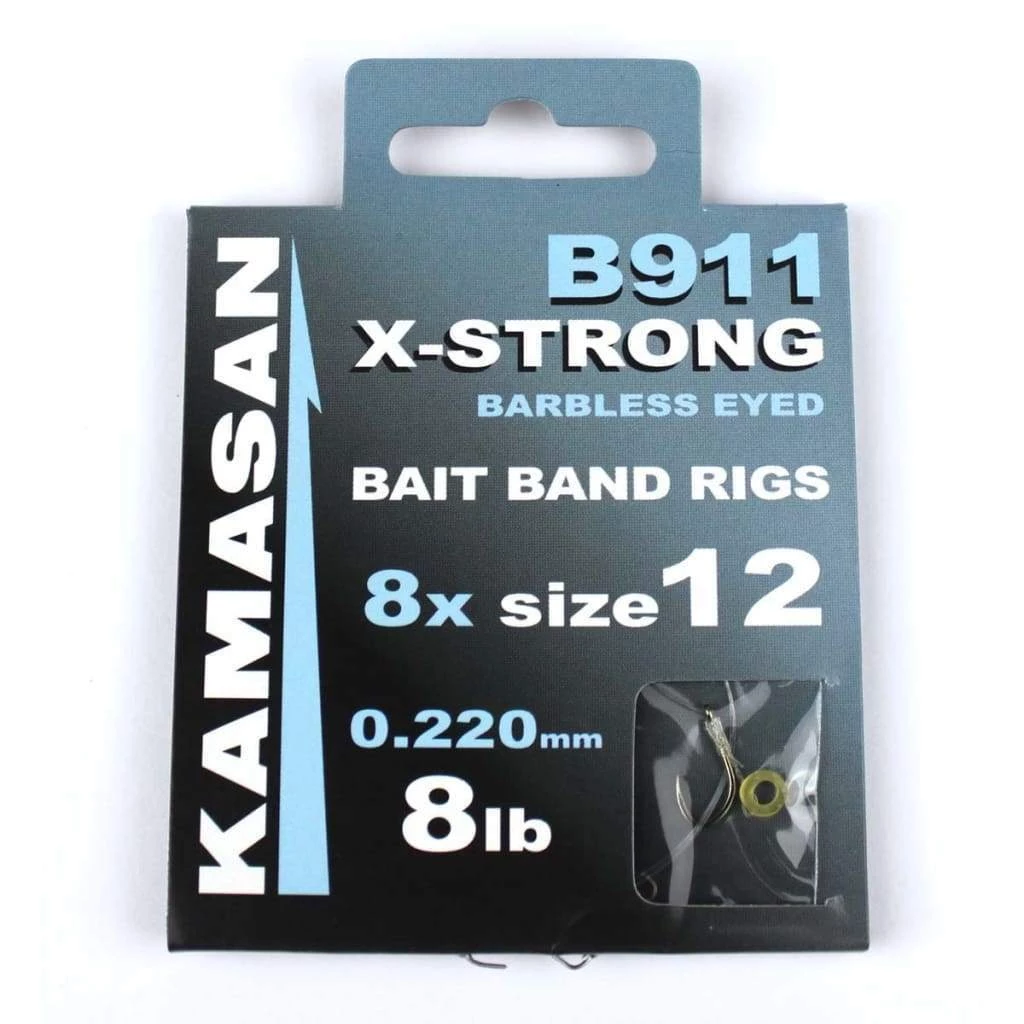 Nufish Match & Coarse Kamasan B911 X-Strong Barbless Eyed Bait Band Rigs