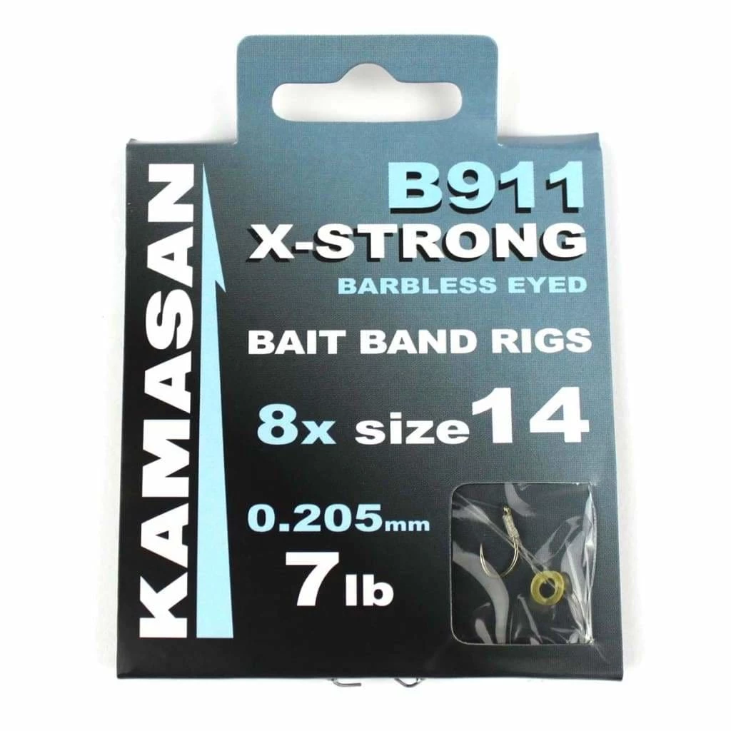 Nufish Match & Coarse Kamasan B911 X-Strong Barbless Eyed Bait Band Rigs
