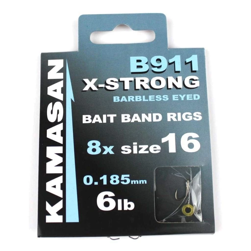 Nufish Match & Coarse Kamasan B911 X-Strong Barbless Eyed Bait Band Rigs