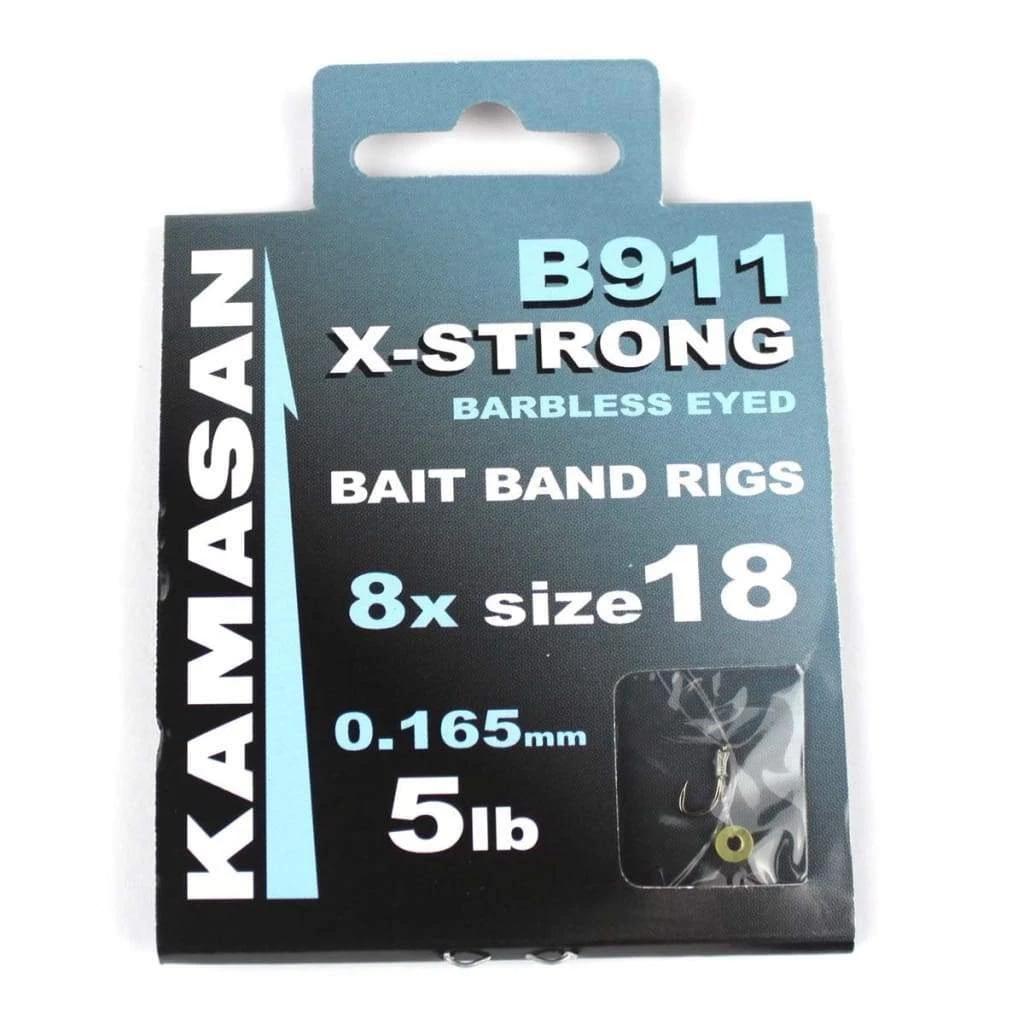 Nufish Match & Coarse Kamasan B911 X-Strong Barbless Eyed Bait Band Rigs