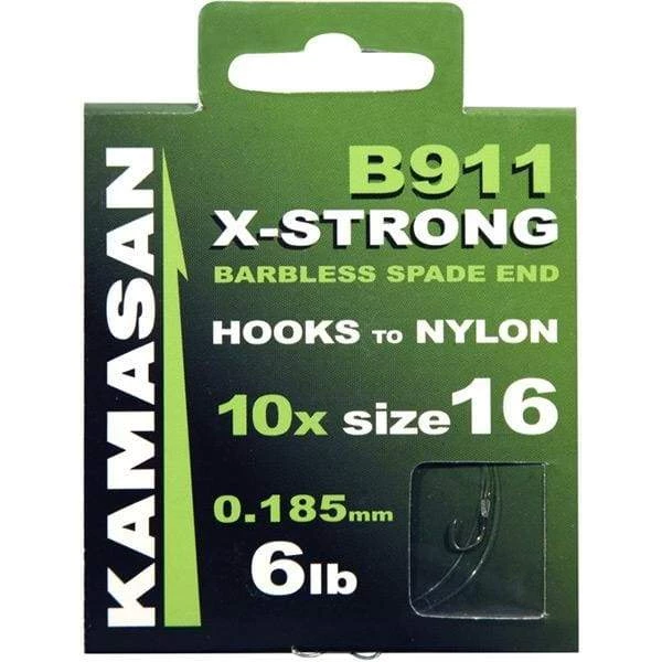 Nufish Kamasan B911 X-Strong Barbless Spade End Hooks To Nylon Match & Coarse