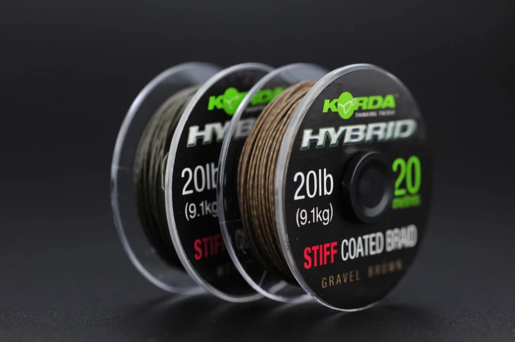 Carp & Barbel Korda Hybrid Stiff Coated Braid 20lb Weed Green 20m
