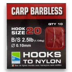 Preston Barbless Carp Hooks To Nylon