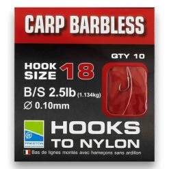 Preston Barbless Carp Hooks To Nylon