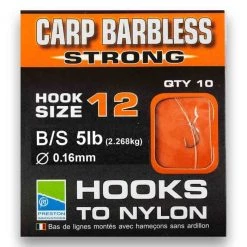 Preston Barbless Carp Strong Hooks To Nylon Match & Coarse