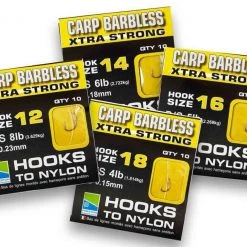 Match & Coarse Preston Barbless Carp Xtra Strong Hooks To Nylon