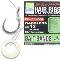 Preston Method Feeder Barbless Hair Rigs With Bait Bands